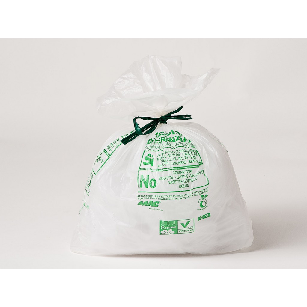 da 5 litri, per rifiuti alimentari 100 sacchetti compostabili con maniglie EN 13432 